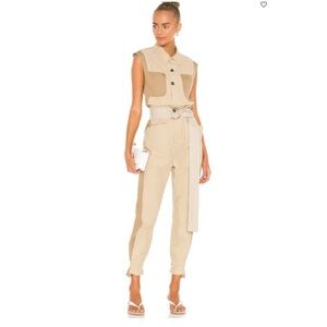 FRAME Tonal Block Safari Khaki Jumpsuit Size Medium